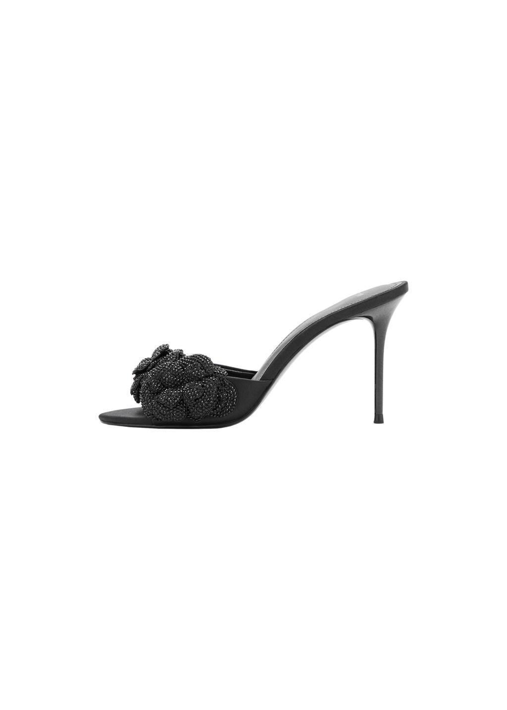 Black Sandals With Flower Strap, 0201_99, medium