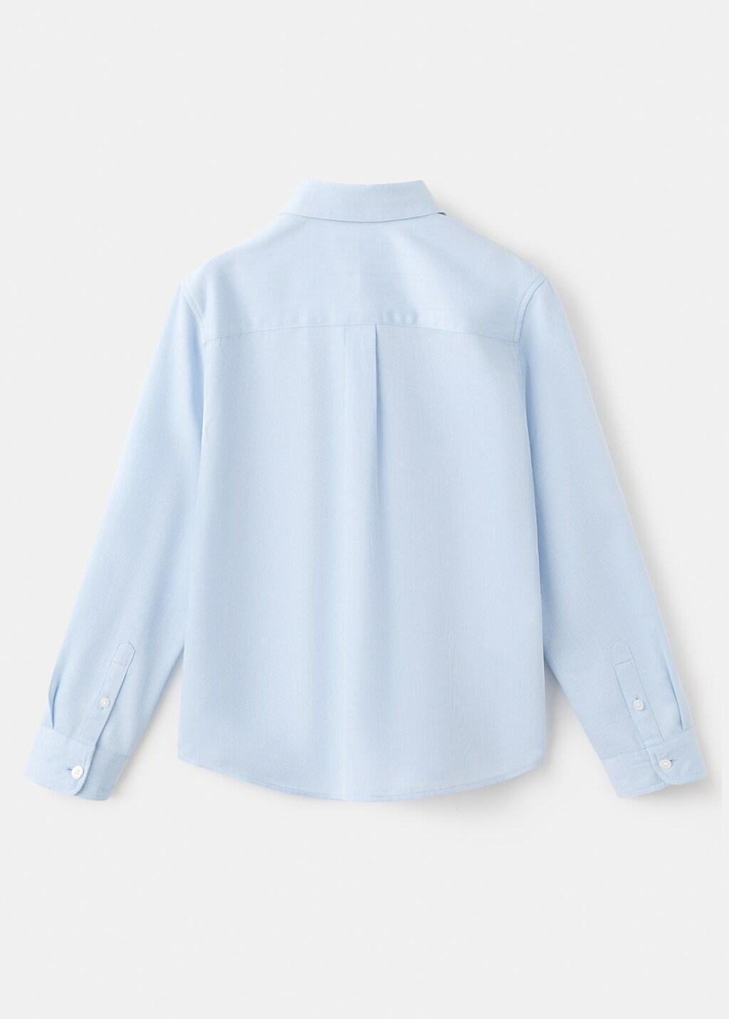 Blue Cotton Pique Shirt , Kids Boys, Light-Pastel Blue, large image number 1