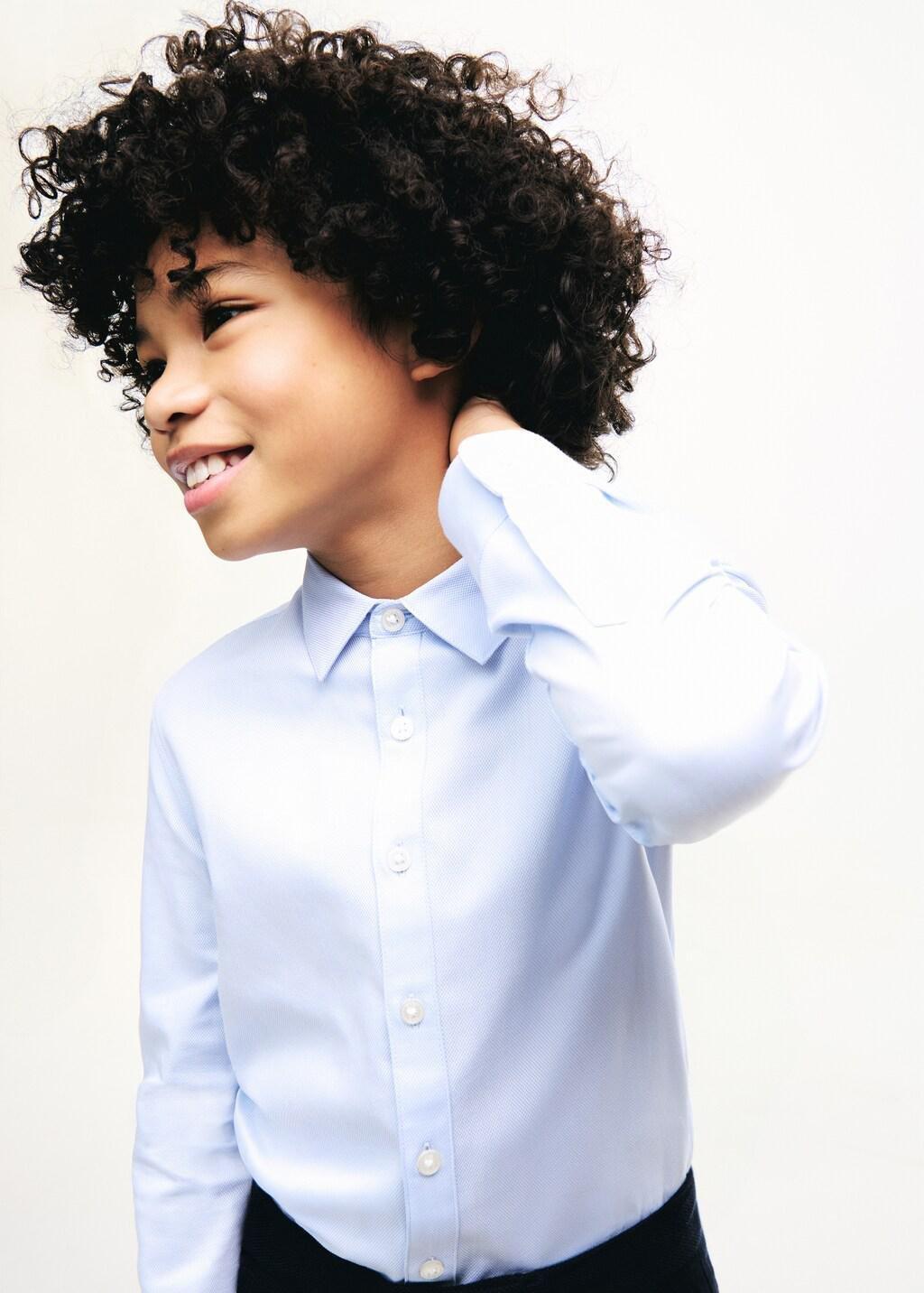 Blue Cotton Pique Shirt , Kids Boys, Light-Pastel Blue, large image number 3