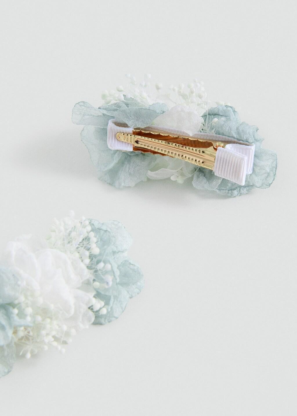 Blue Flower Hairclips, Set Of 2, Baby Girl, Turquoise - Aqua, large image number 0