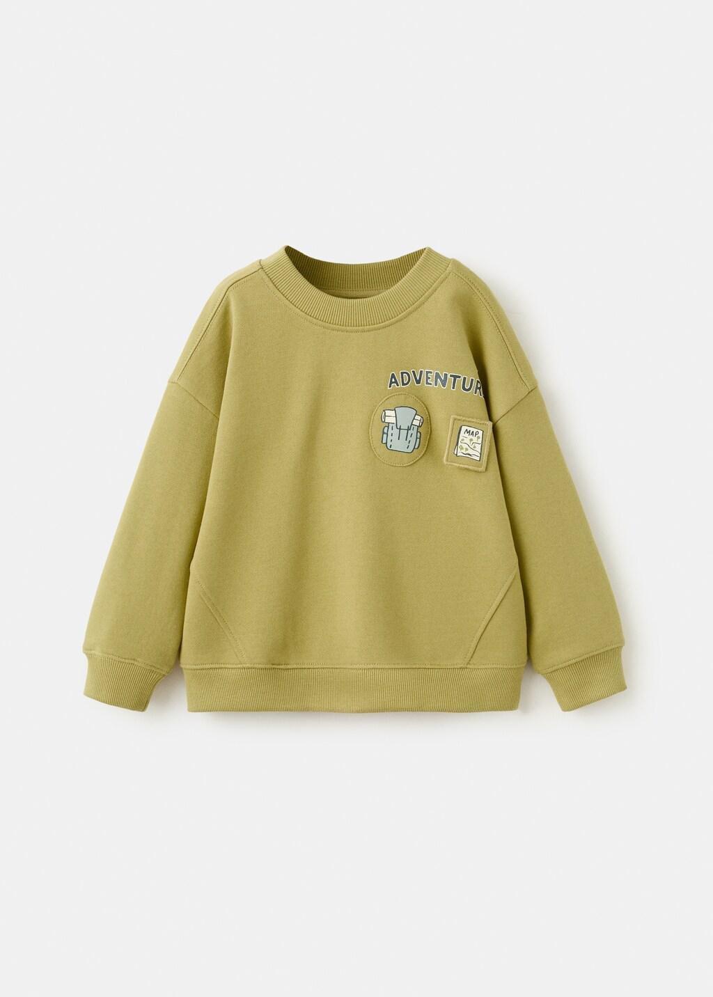 Yellow Printed Cotton Sweatshirt, Baby Boy, Bright Yellow, medium