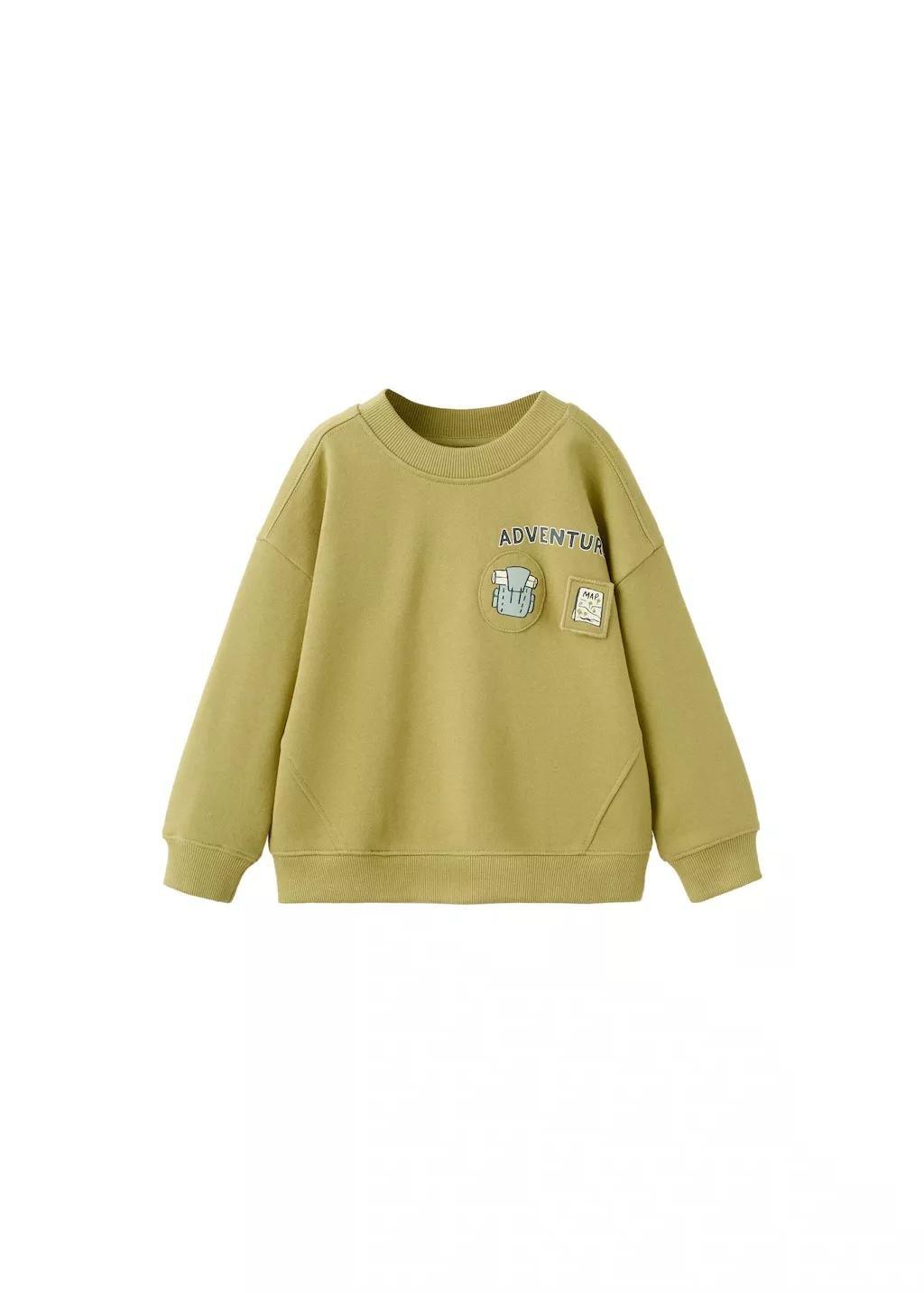 Yellow Printed Cotton Sweatshirt, Baby Boy, Bright Yellow, large image number 3