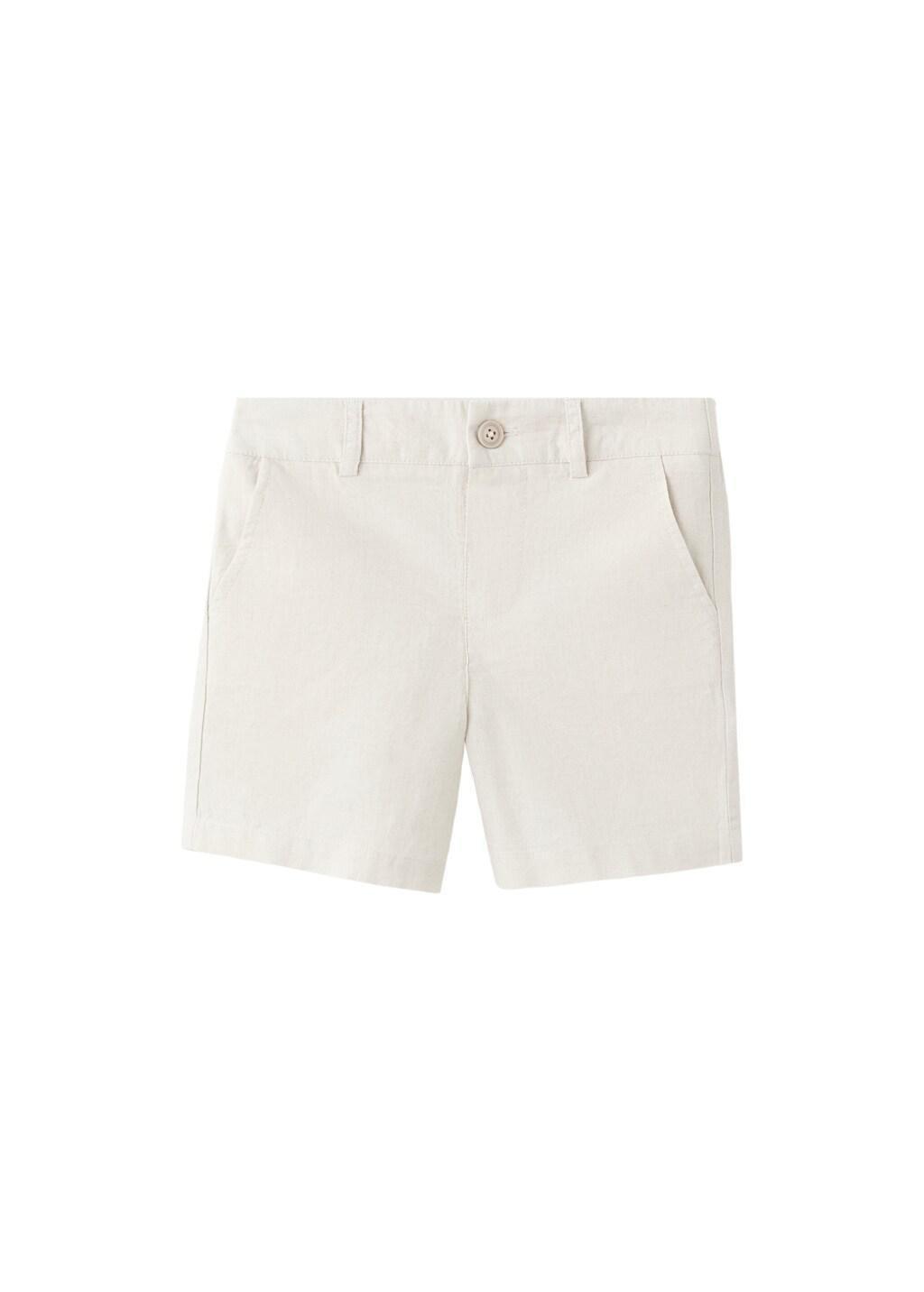 Brown Lt Pastel Linen-Blend Bermuda Shorts, Baby Boy, Light Pastel Brown, large image number 4