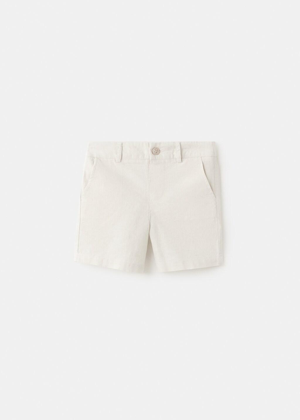 Brown Lt Pastel Linen-Blend Bermuda Shorts, Baby Boy, Light Pastel Brown, large image number 5