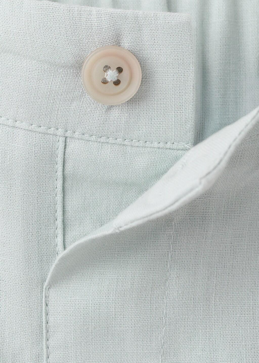 Turquoise Linen-Blend Bermuda Shorts, Baby Boy, Turquoise - Aqua, large image number 0