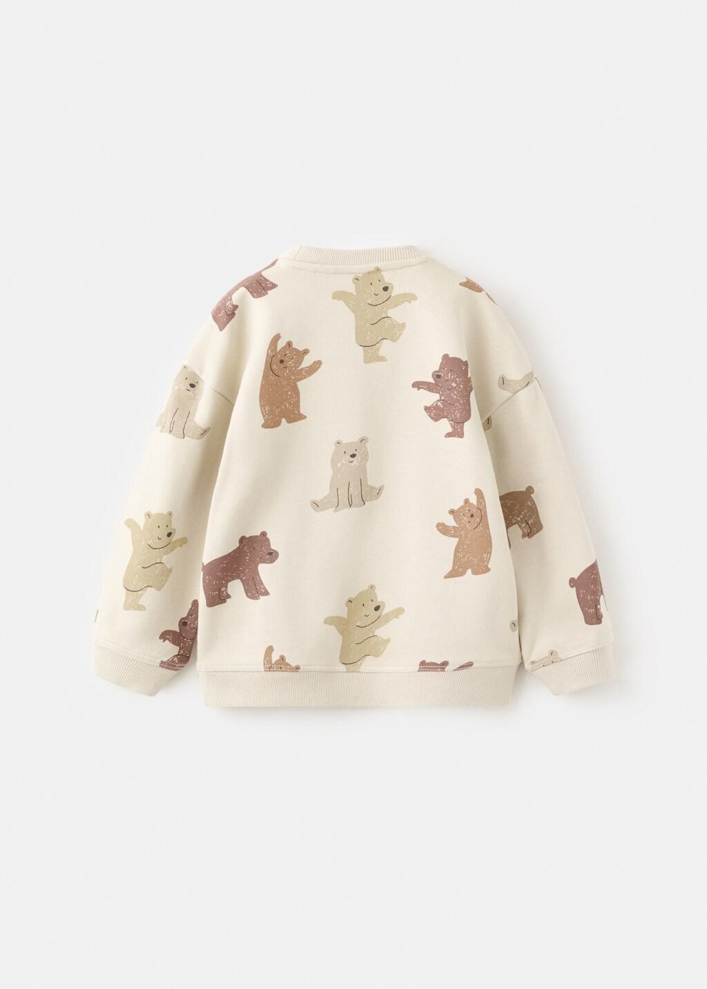 Beige Bear Print Sweatshirt, Light Pastel Brown, medium