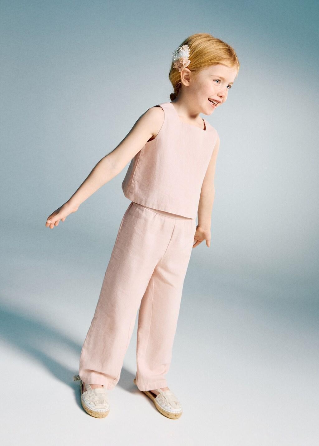 Pink Lt Pastel Linen Blouse, Baby Girl, Light-Pastel Pink, medium