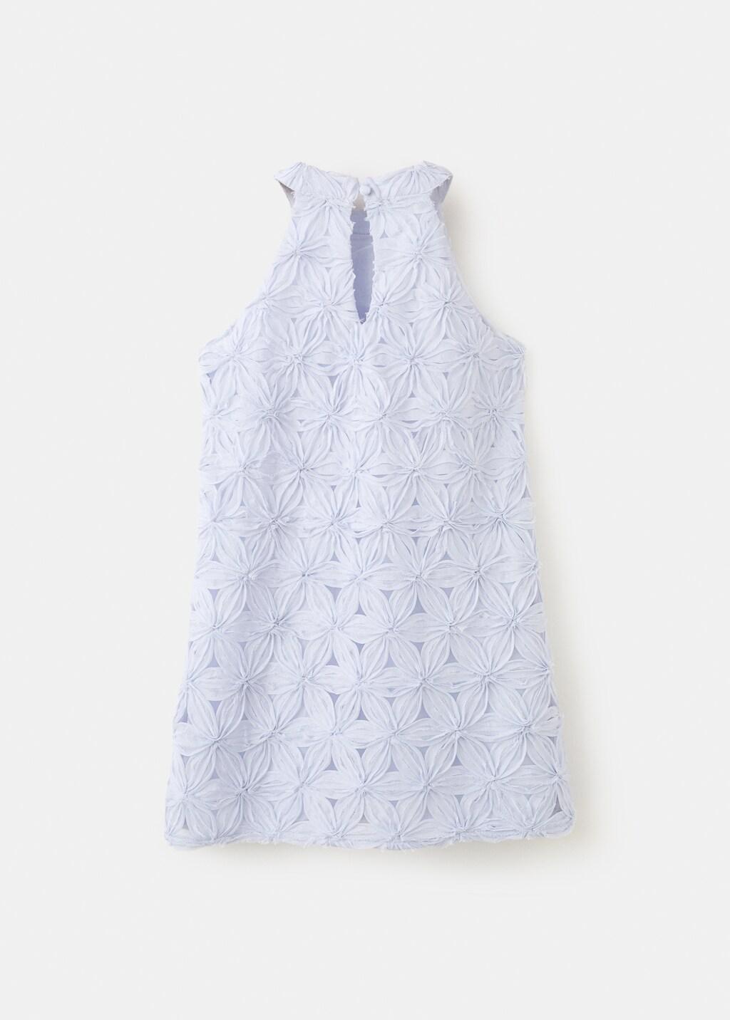 Blue Halter-Neck Floral Dress, Kids Girls, Medium Blue, medium