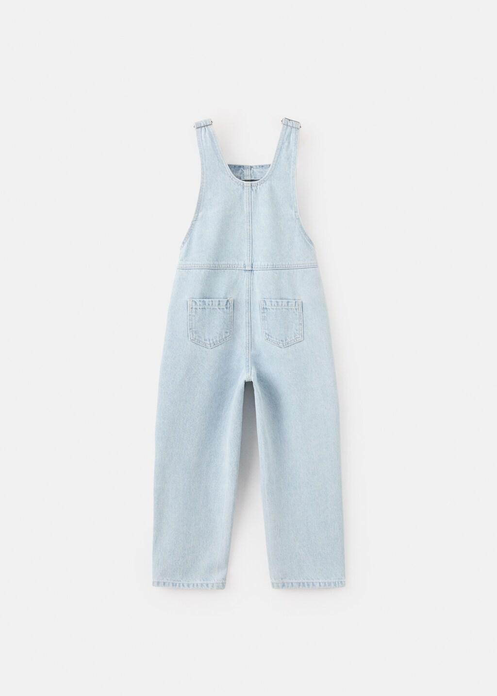 Blue Long Denim Dungarees, Baby Girl, Open Blue, large image number 2