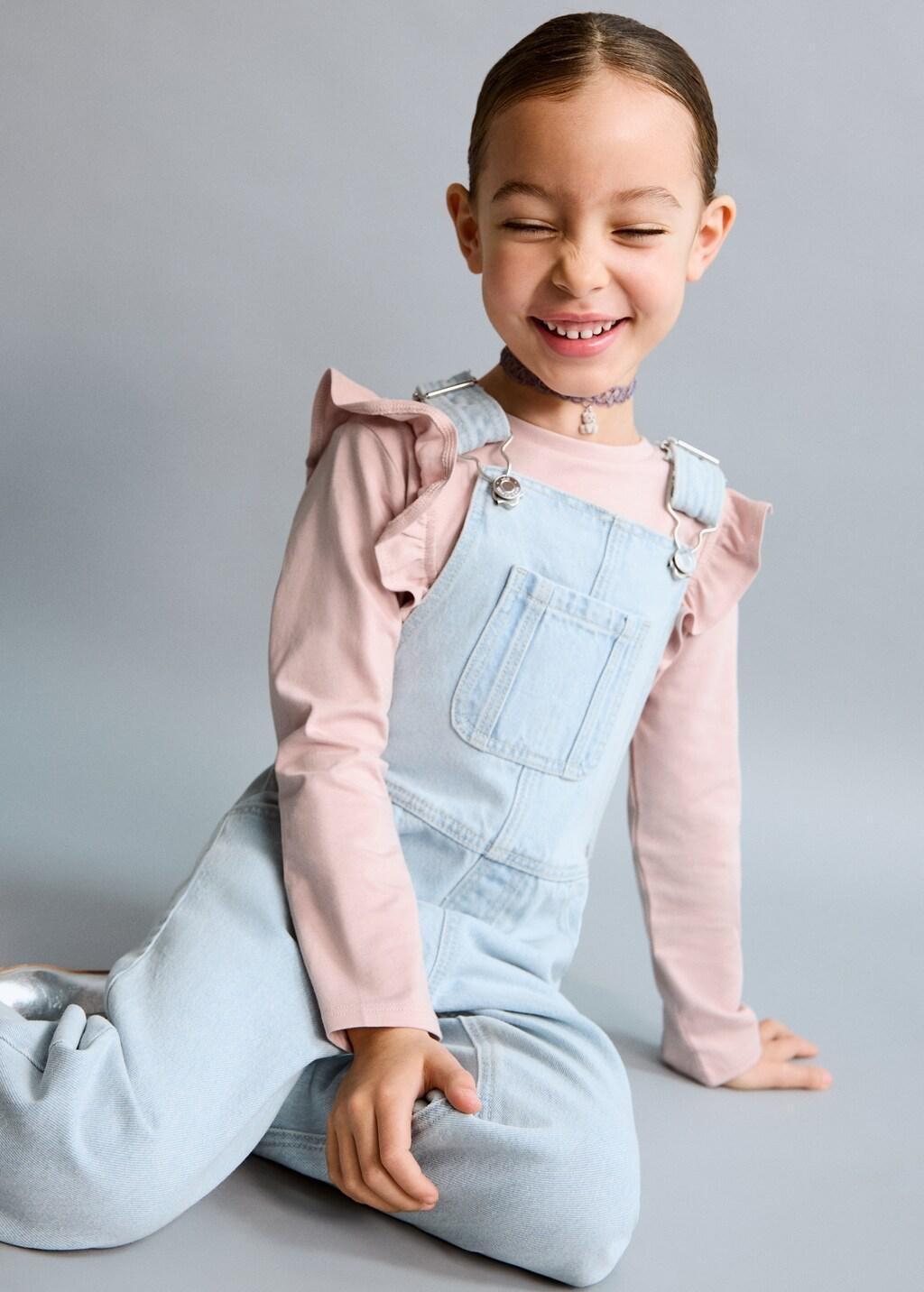 Blue Long Denim Dungarees, Baby Girl, Open Blue, large image number 3