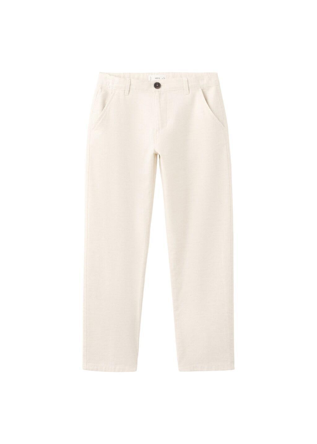 Beige Straight-Fit Cotton Trousers, Kids Boy, Light Beige, large image number 1