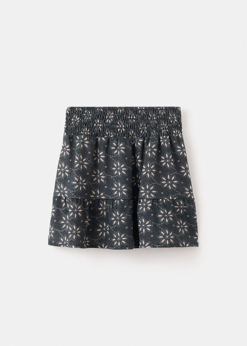 Navy Floral Print Skirt, Kids Girls, Navy, large image number 2