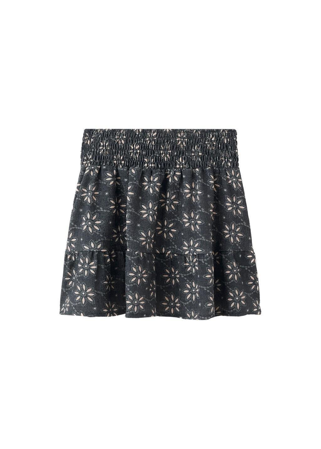 Navy Floral Print Skirt, Kids Girls, Navy, large image number 4