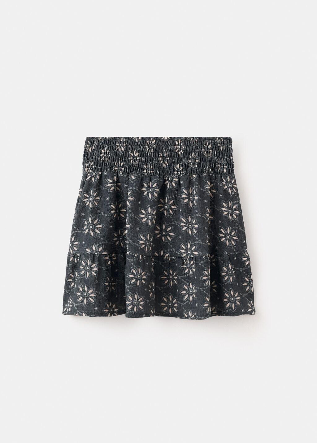 Navy Floral Print Skirt, Kids Girls, Navy, large image number 5