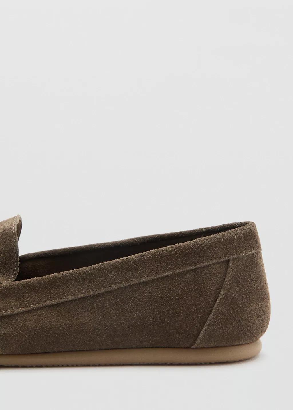 Brown Gathered Suede Moccasins, Light Pastel Brown, large image number 1