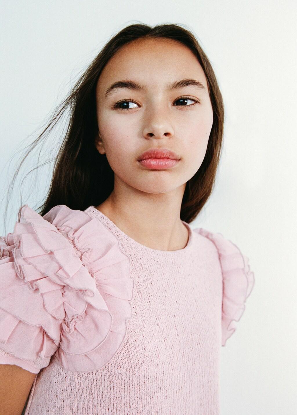 Pink Knitted Dress With Frill Detail, Kids Girl, Pink, medium