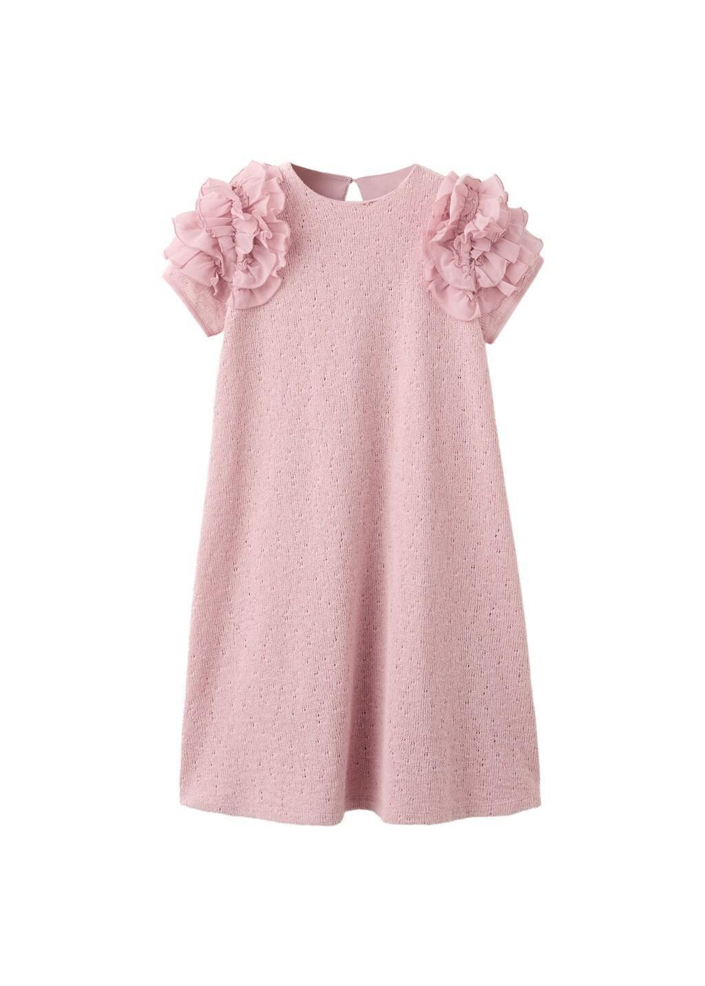 Pink Knitted Dress With Frill Detail, Kids Girl, Pink, large image number 4