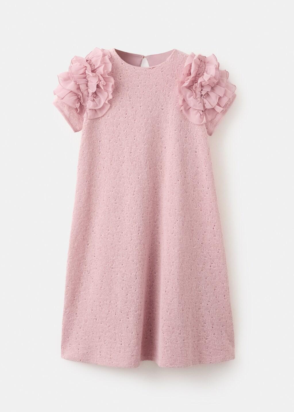 Pink Knitted Dress With Frill Detail, Kids Girl, Pink, large image number 5