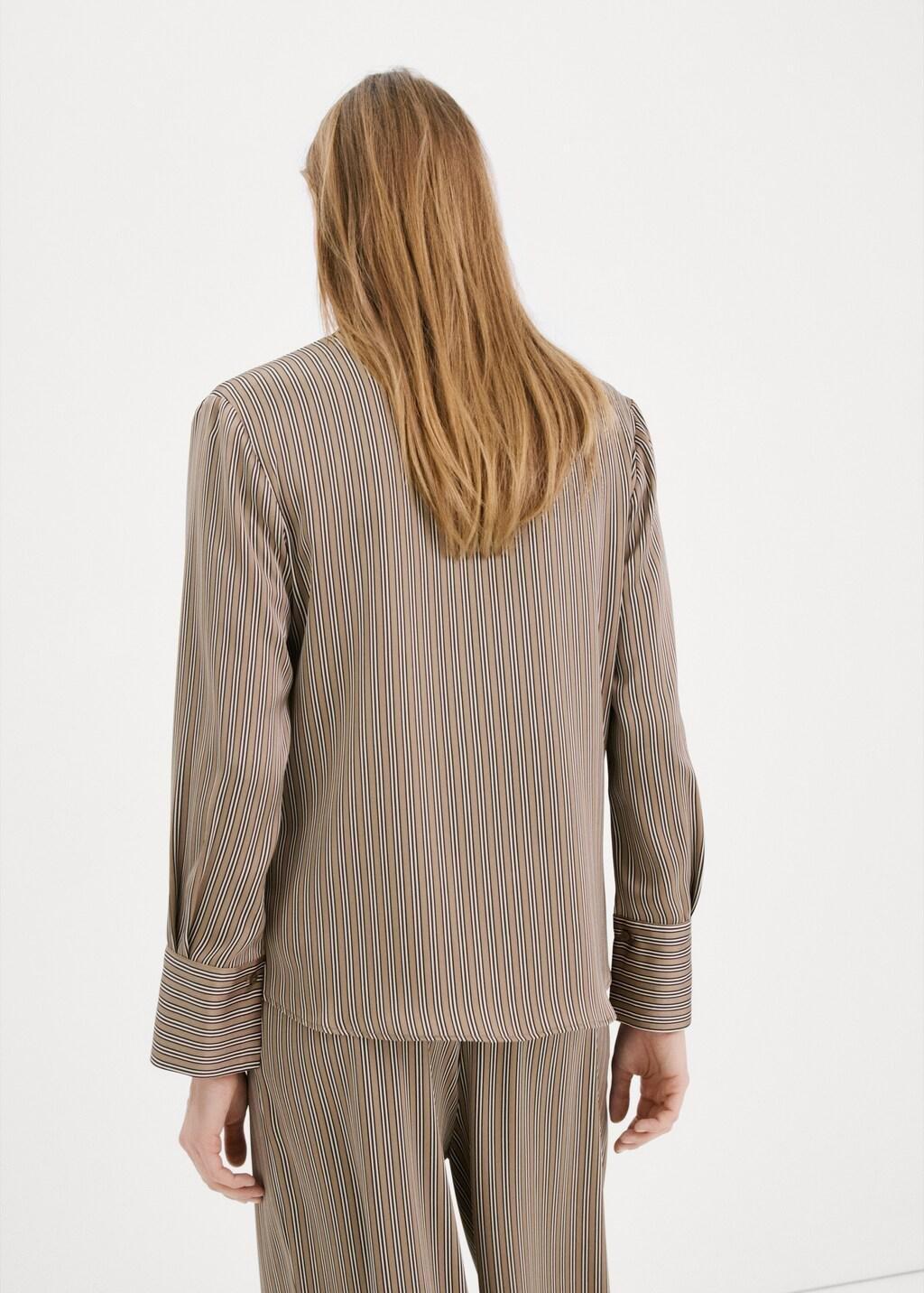 Brown Satin Striped Shirt, 0201_35, large image number 4