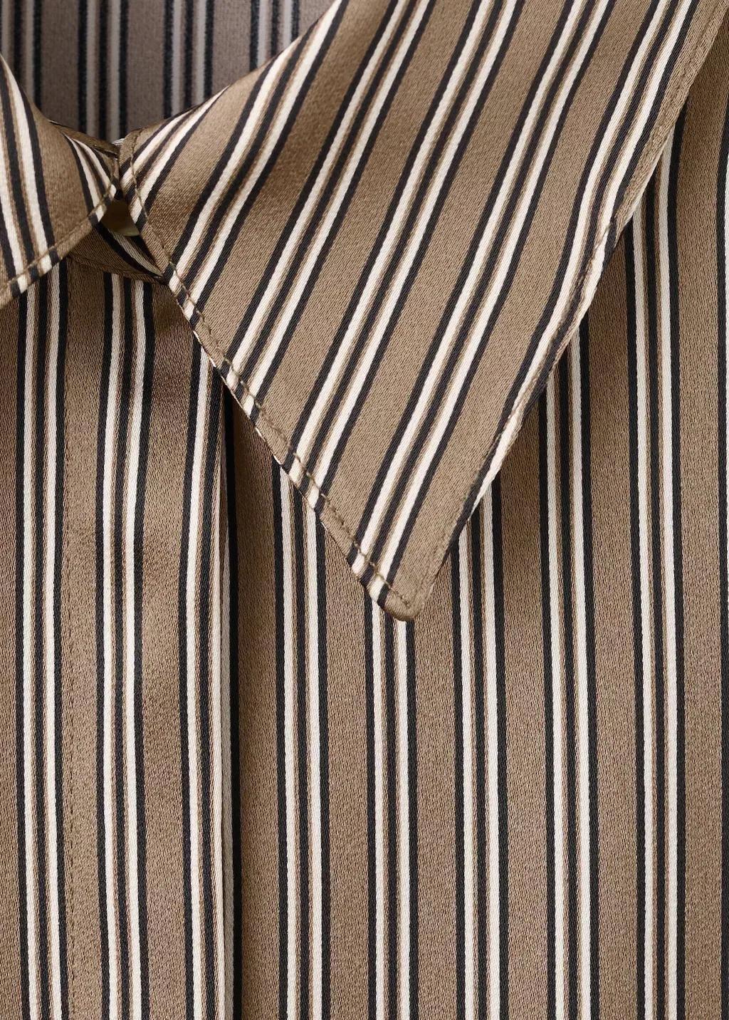 Brown Satin Striped Shirt, Medium Brown, large image number 5