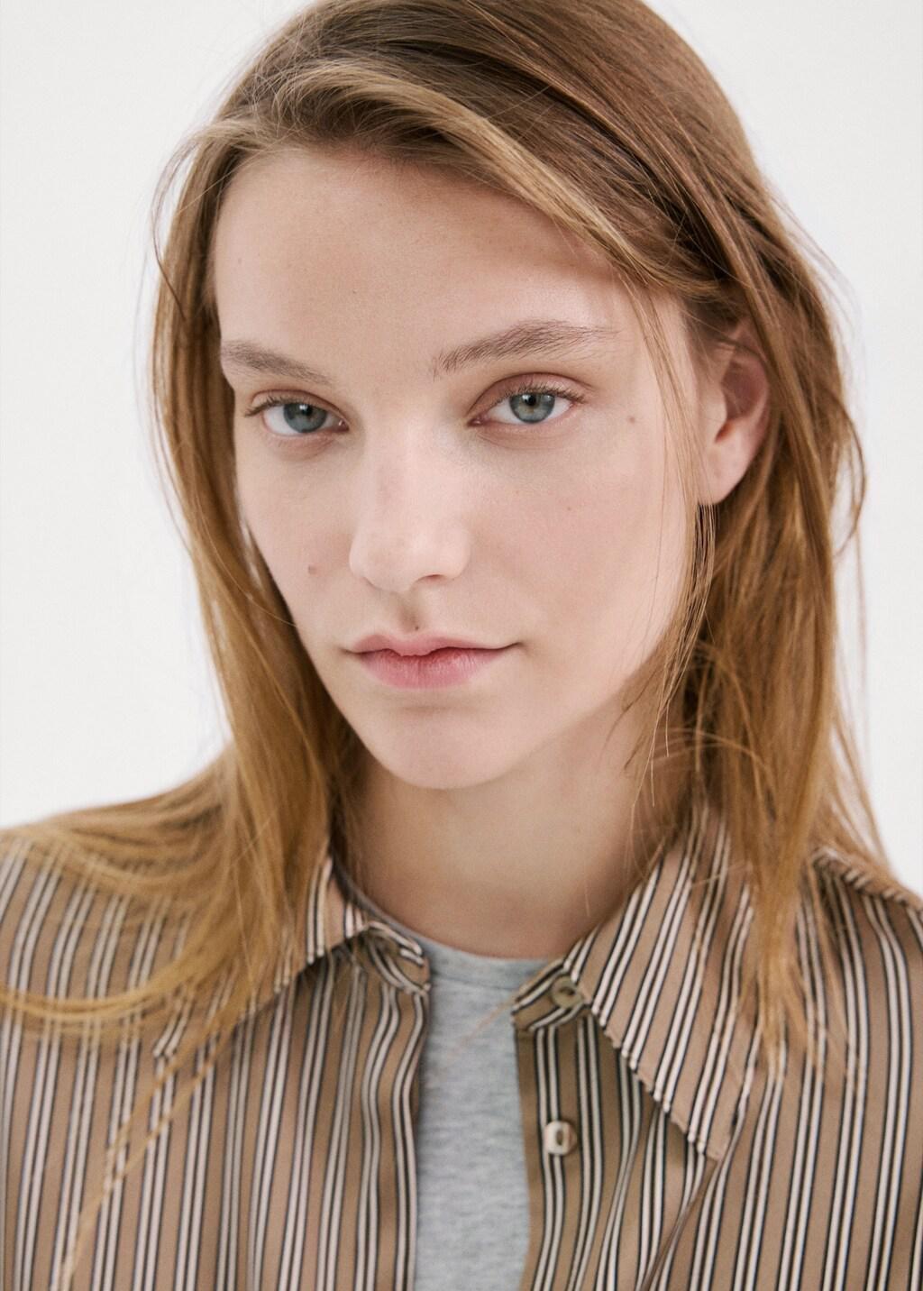 Brown Satin Striped Shirt, Medium Brown, large image number 7