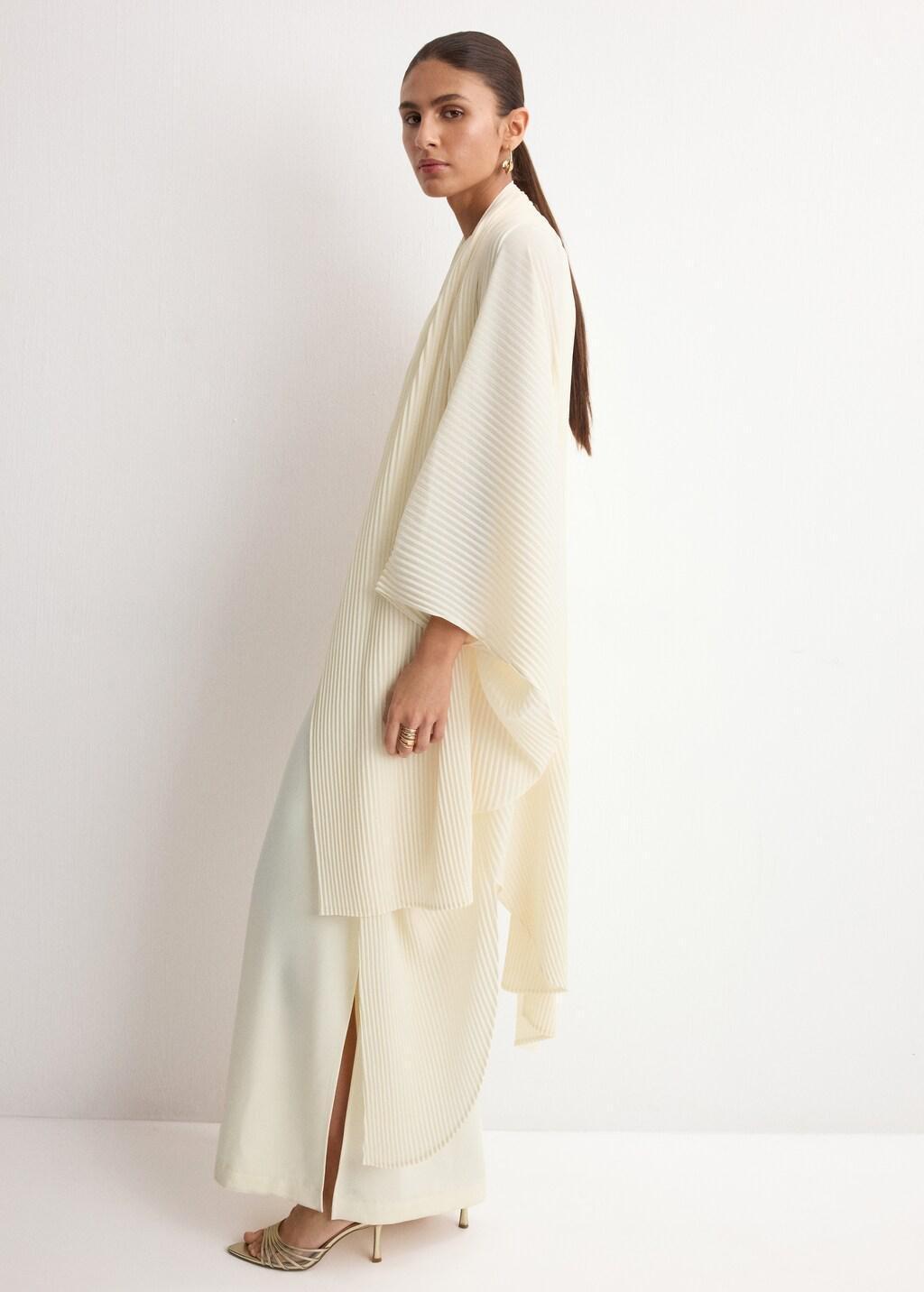 Beige Oversized Pleated Caftan, Light Beige, large image number 0