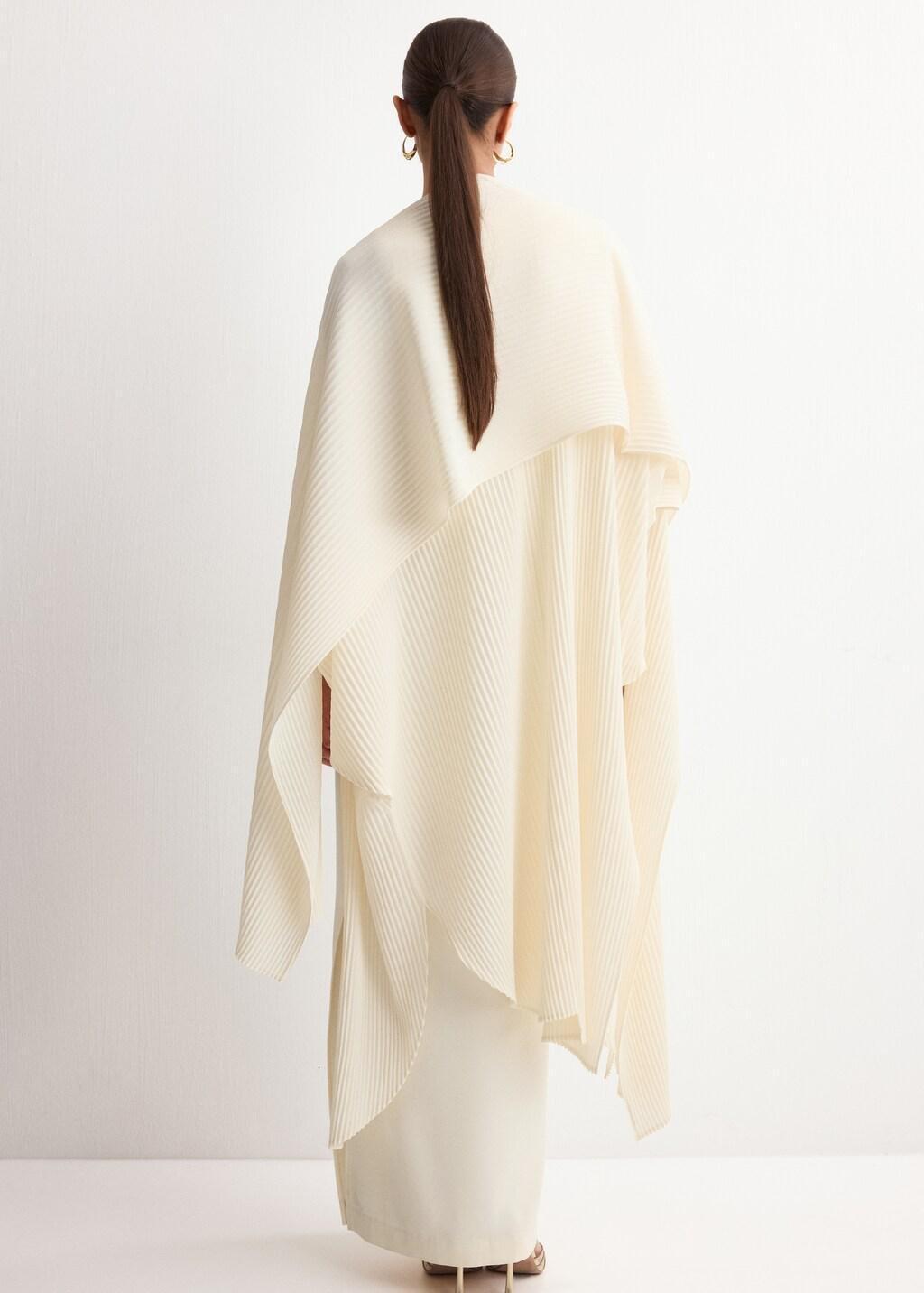 Beige Oversized Pleated Caftan, Light Beige, large image number 2