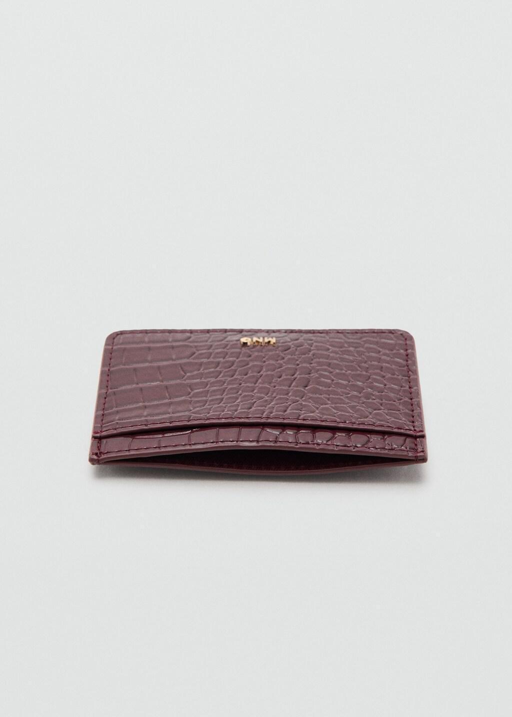 Red Shiny Croc-Effect Cardholder, Dark Red, large image number 1