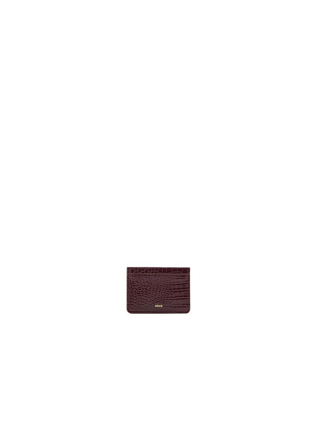 Red Shiny Croc-Effect Cardholder, Dark Red, large image number 2