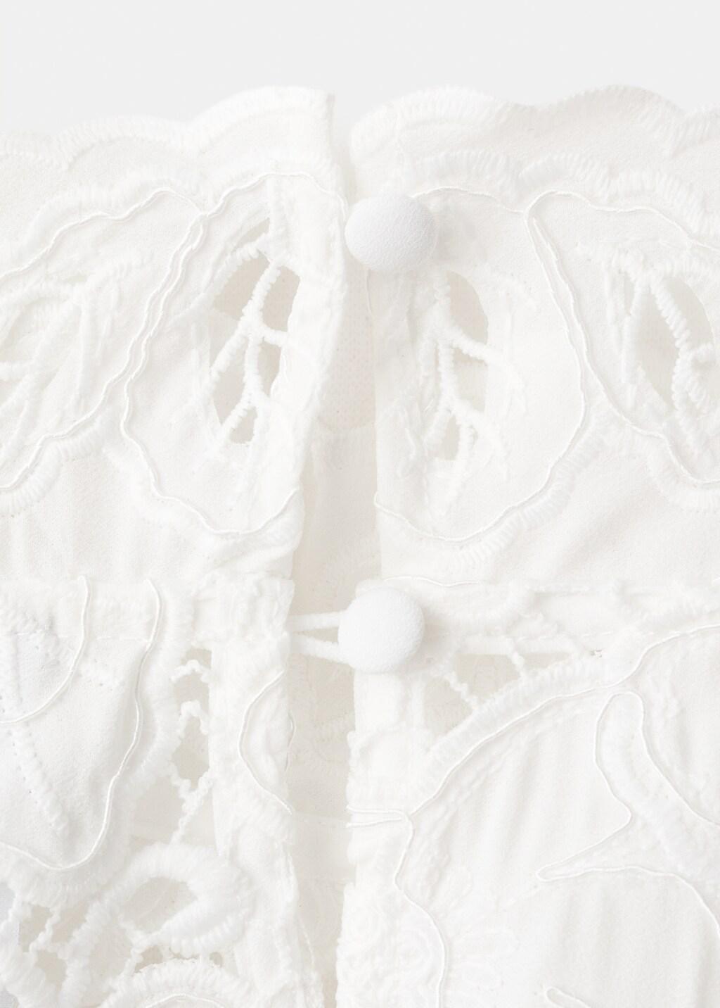 WHITE Floral embroidery blouse, White, large image number 5