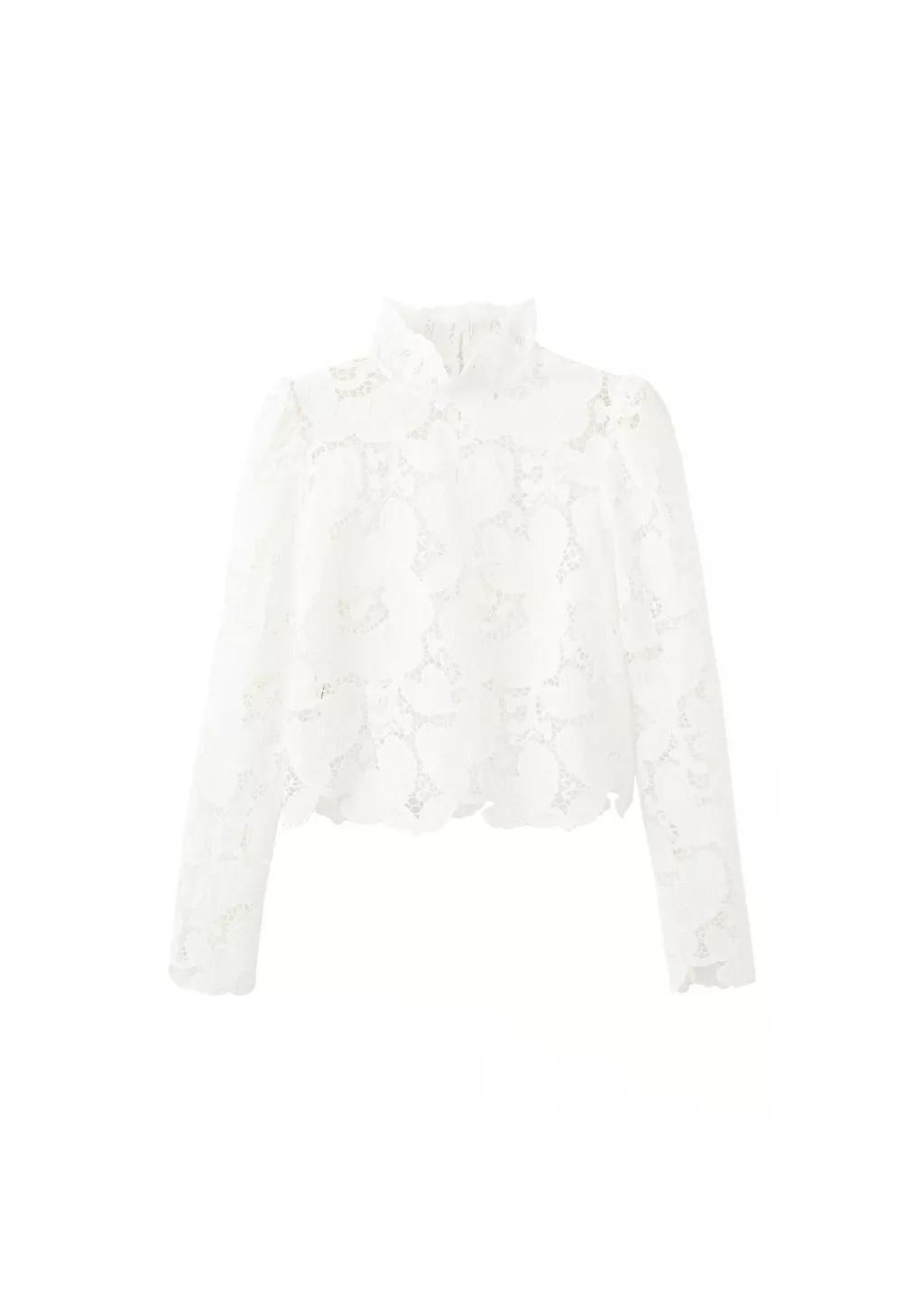 WHITE Floral embroidery blouse, White, large image number 6