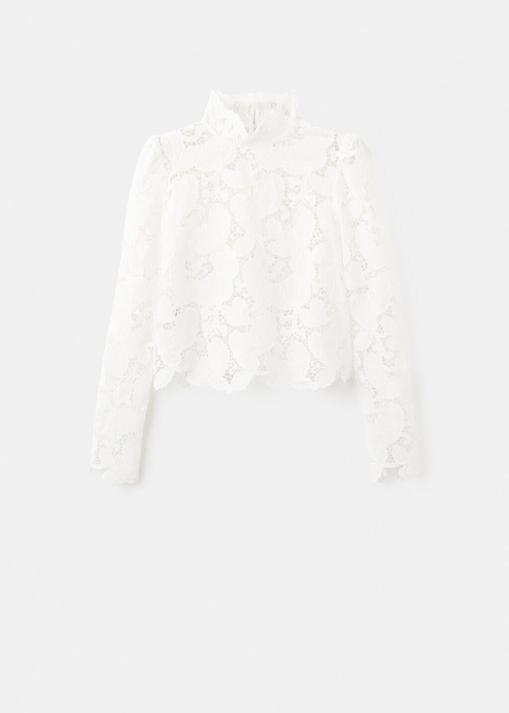 WHITE Floral embroidery blouse, White, large image number 7