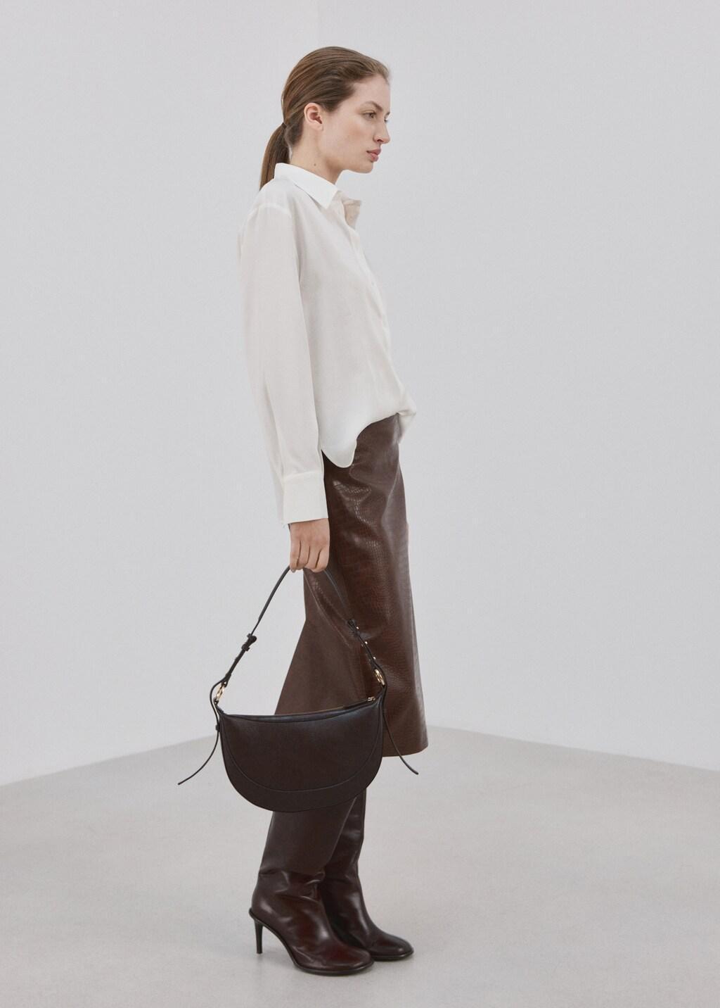 Beige Straight Lyocell Shirt, 0201_05, large image number 0