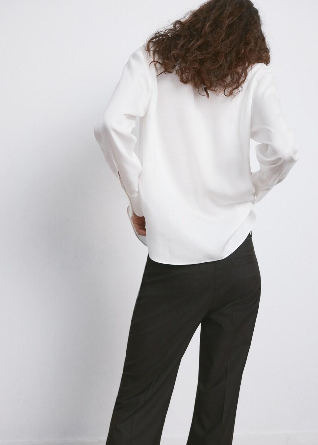 Beige Straight Lyocell Shirt, Light Beige, medium
