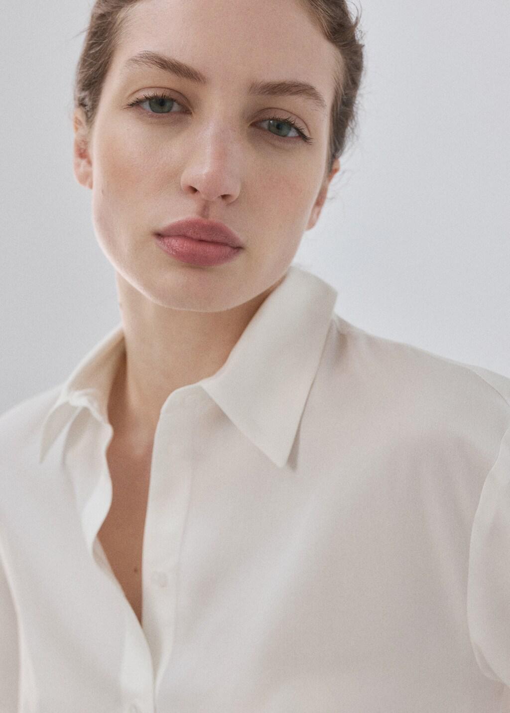 Beige Straight Lyocell Shirt, 0201_05, large image number 4