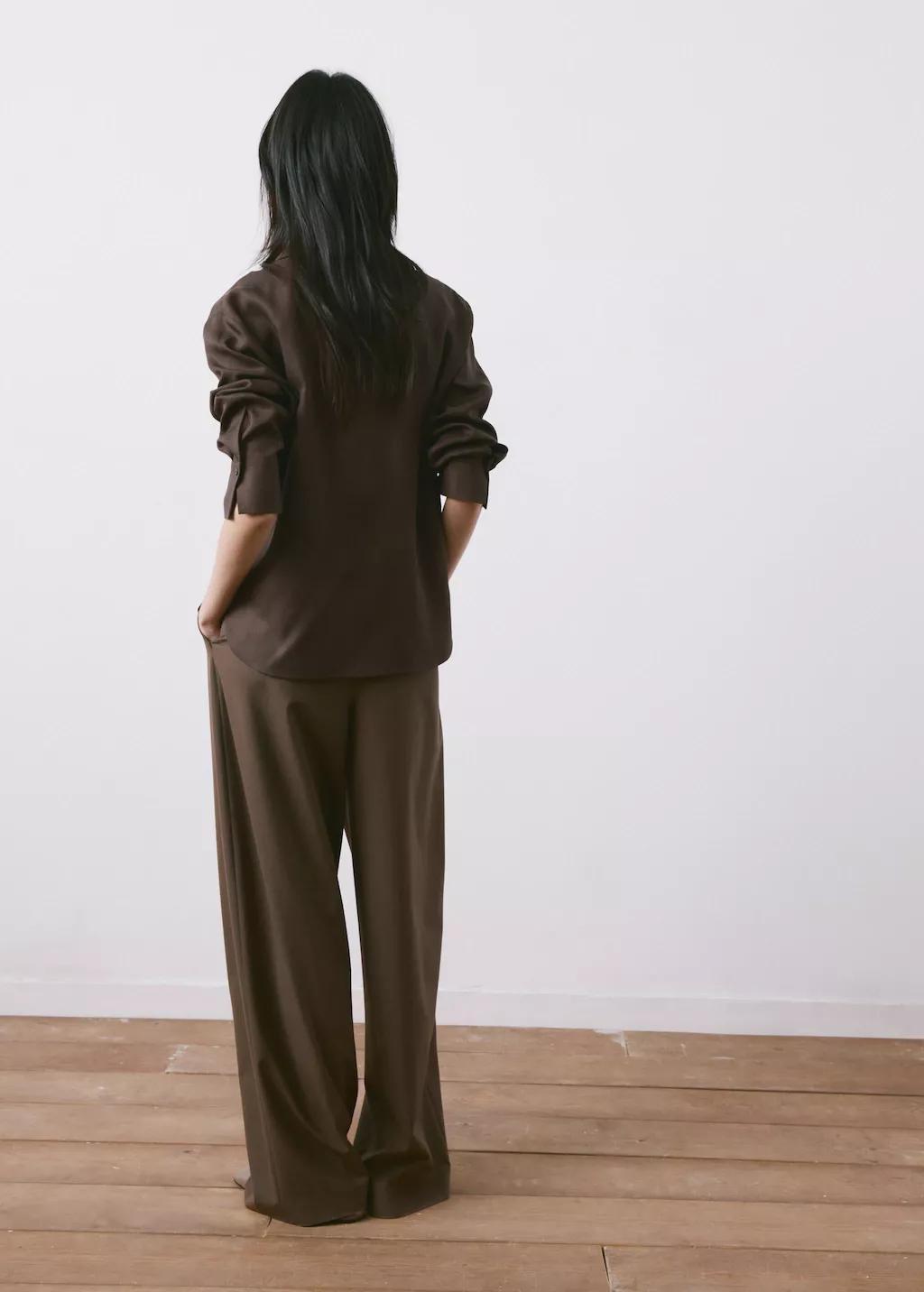 Brown Straight Lyocell Shirt, 0201_30, large image number 2