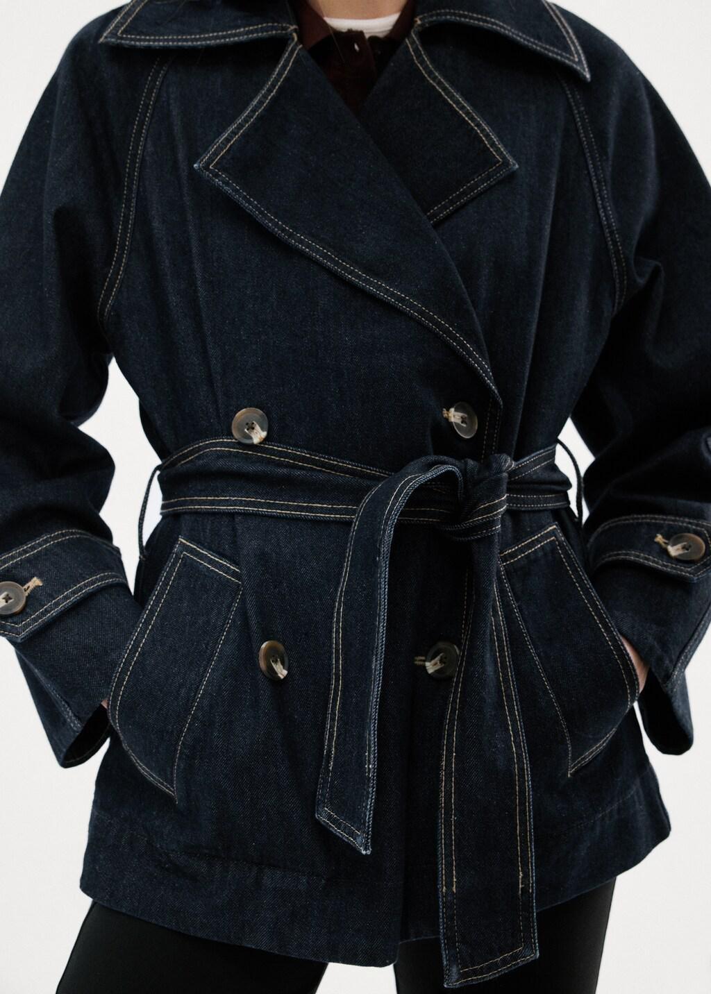 Blue Denim Trench With Belt, Open Blue, large image number 6