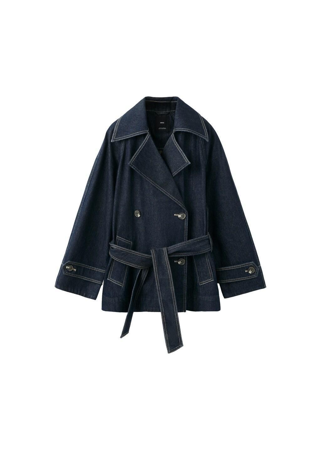 Blue Denim Trench With Belt, Open Blue, large image number 7