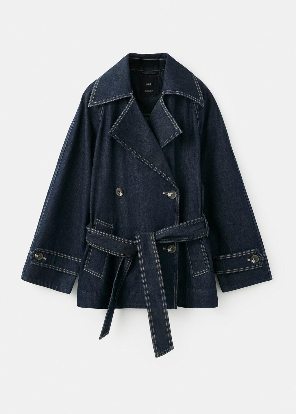 Blue Denim Trench With Belt, Open Blue, large image number 8