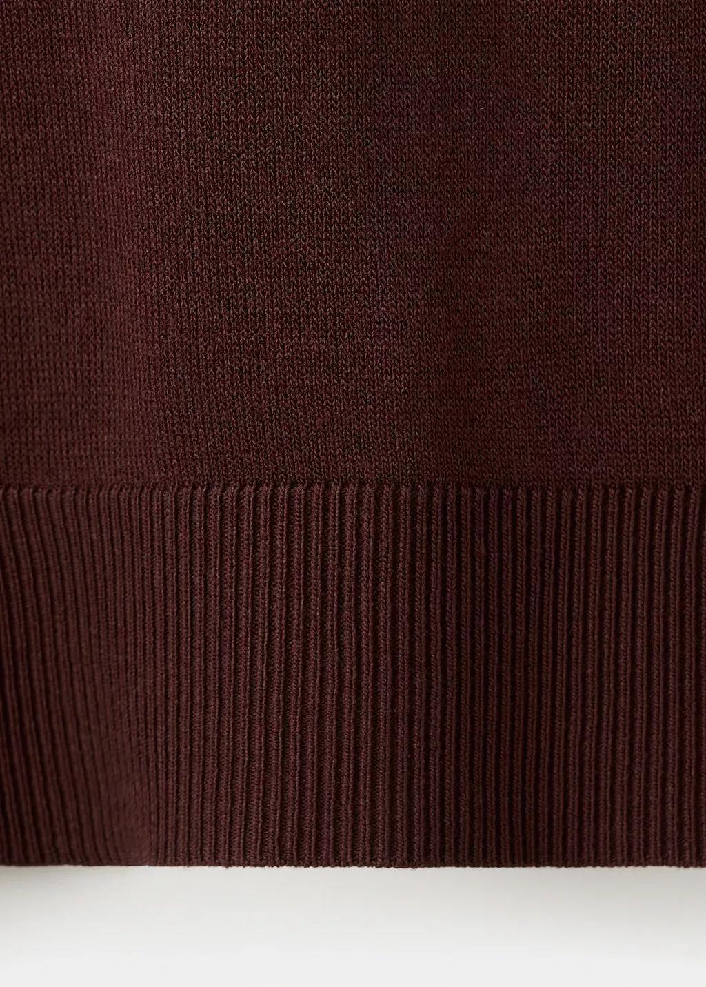 Brown V-Neck Sweater With Contrast Trim, Dark Brown, large image number 4