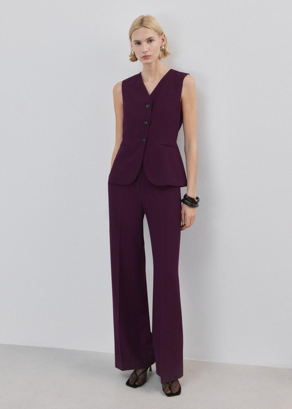 Purple Long Suit-Style Jumpsuit, Dark Purple, medium