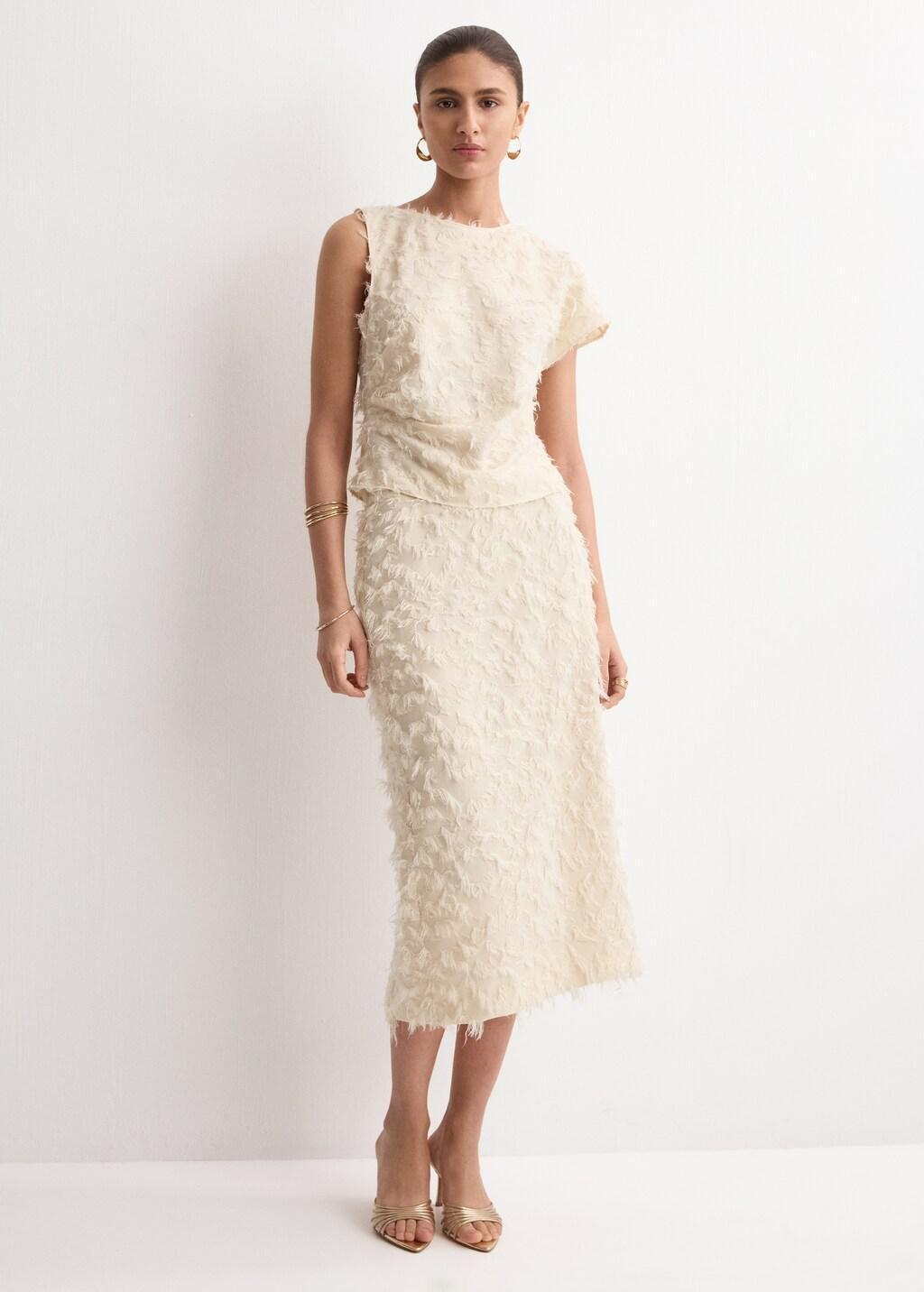 Beige Asymmetric Statement Top, Light Beige, large image number 0