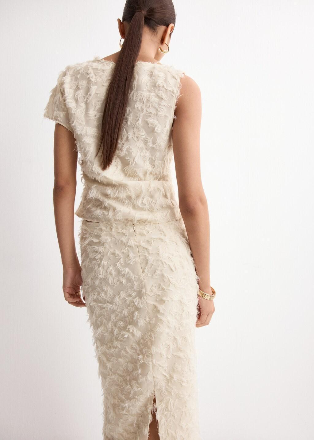 Beige Asymmetric Statement Top, Light Beige, large image number 2