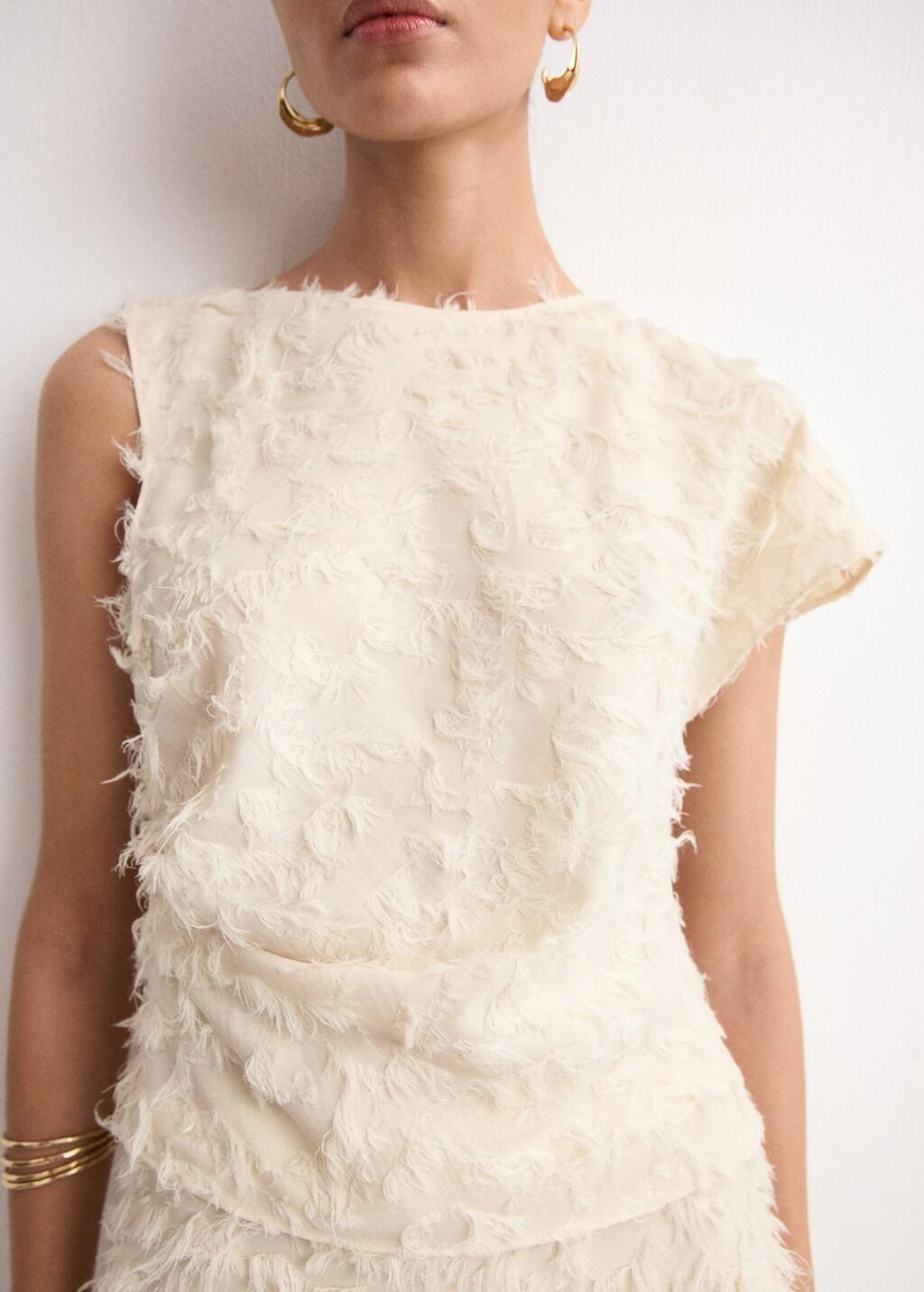 Beige Asymmetric Statement Top, Light Beige, large image number 3