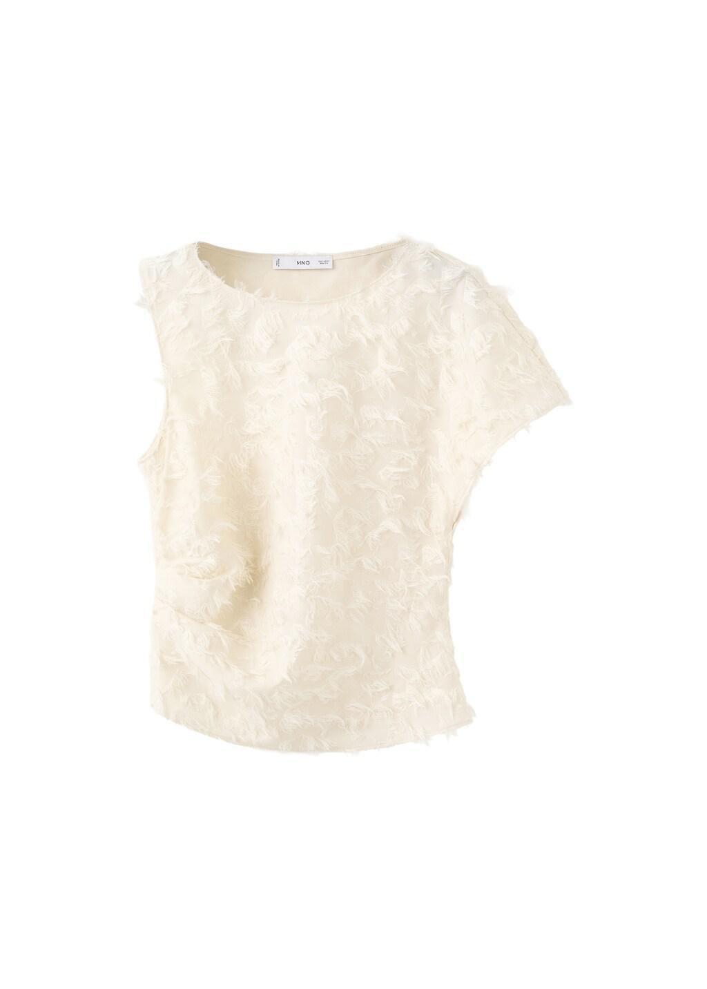 Beige Asymmetric Statement Top, Light Beige, large image number 6