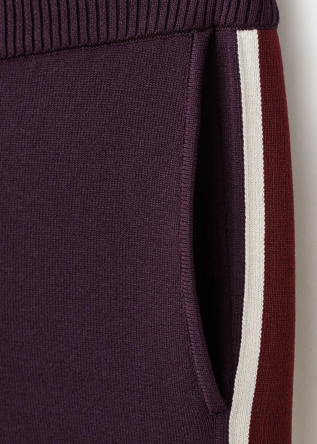 Red Knitted Trousers With Contrasting Stripes, Dark Red, large image number 4