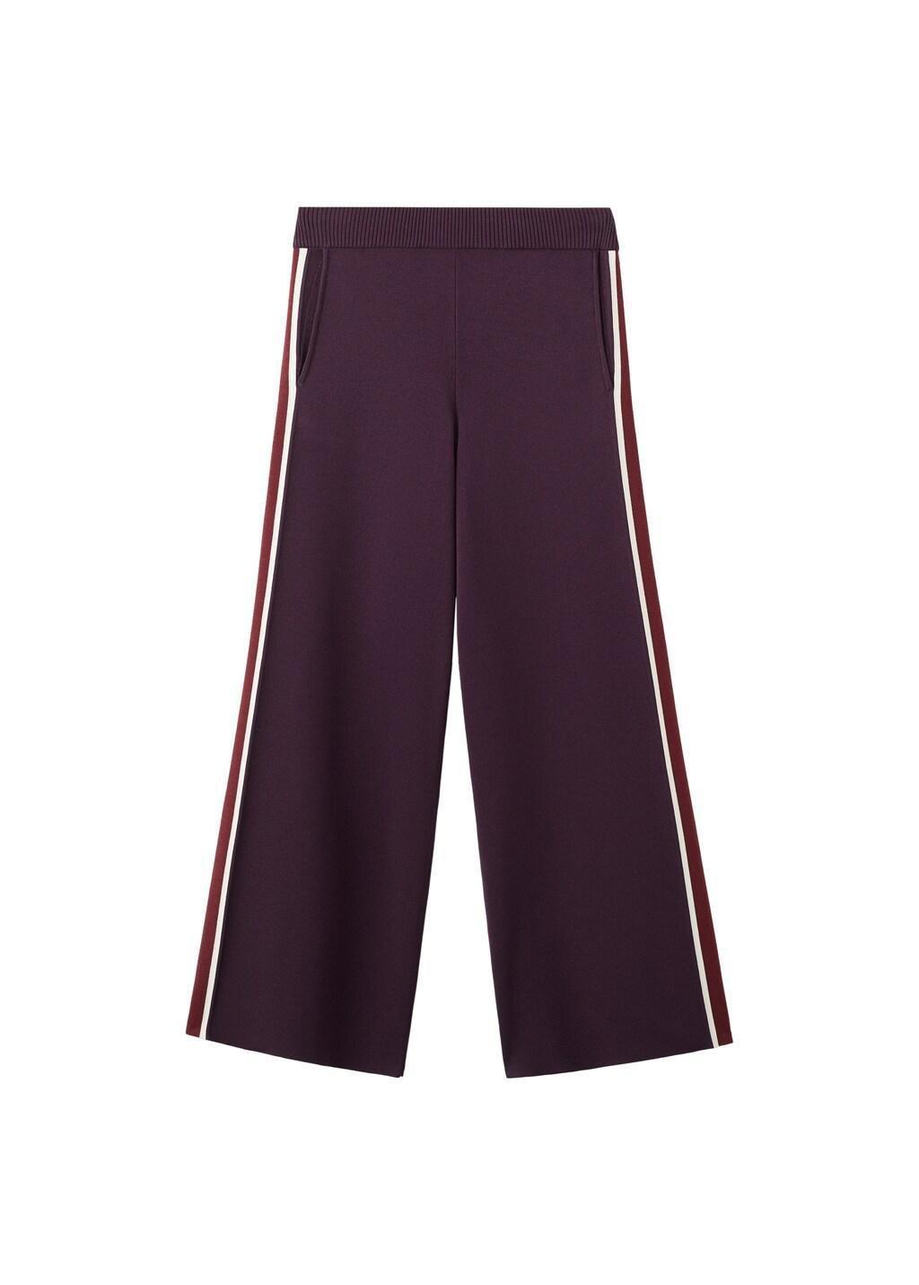 Red Knitted Trousers With Contrasting Stripes, Dark Red, large image number 5