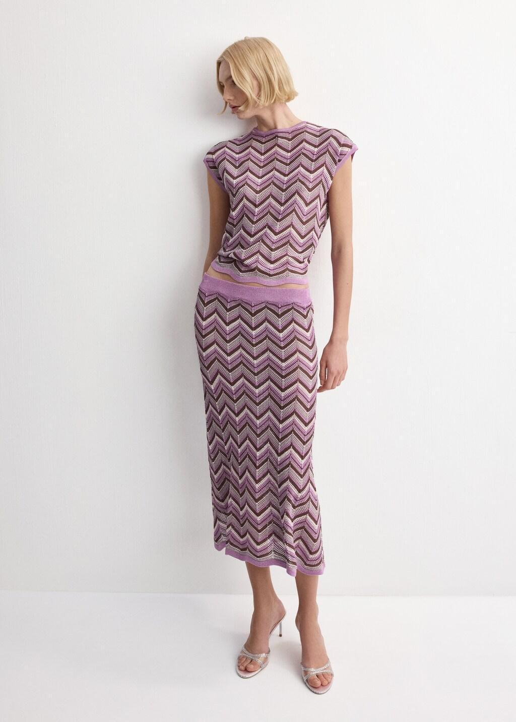 Purple Flared Knitted Skirt, 0201_63, large image number 0