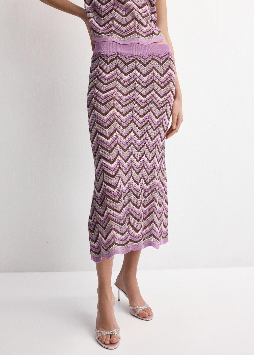 Purple Flared Knitted Skirt, 0201_63, large image number 3