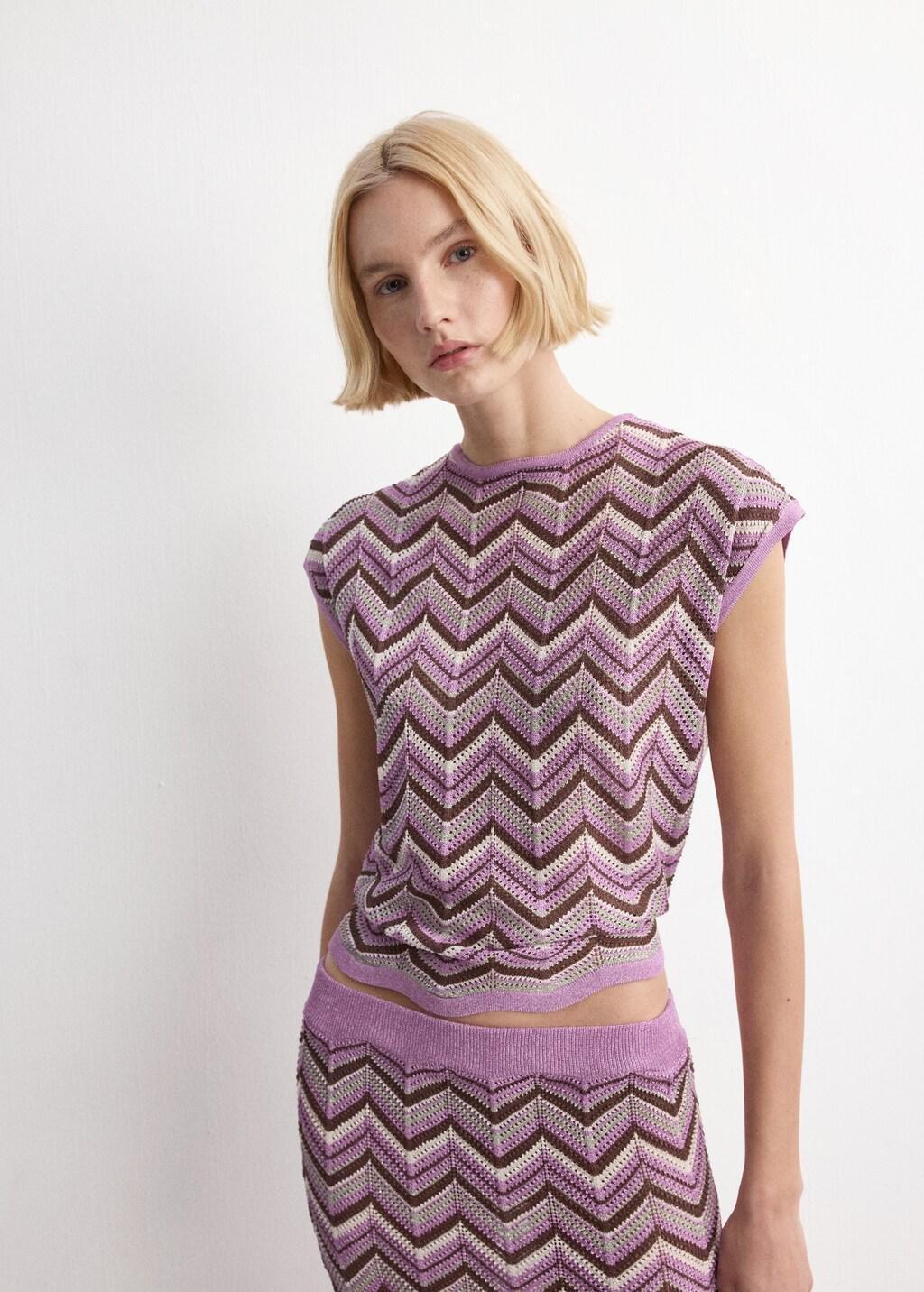 Purple Flared Knitted Skirt, 0201_63, large image number 4